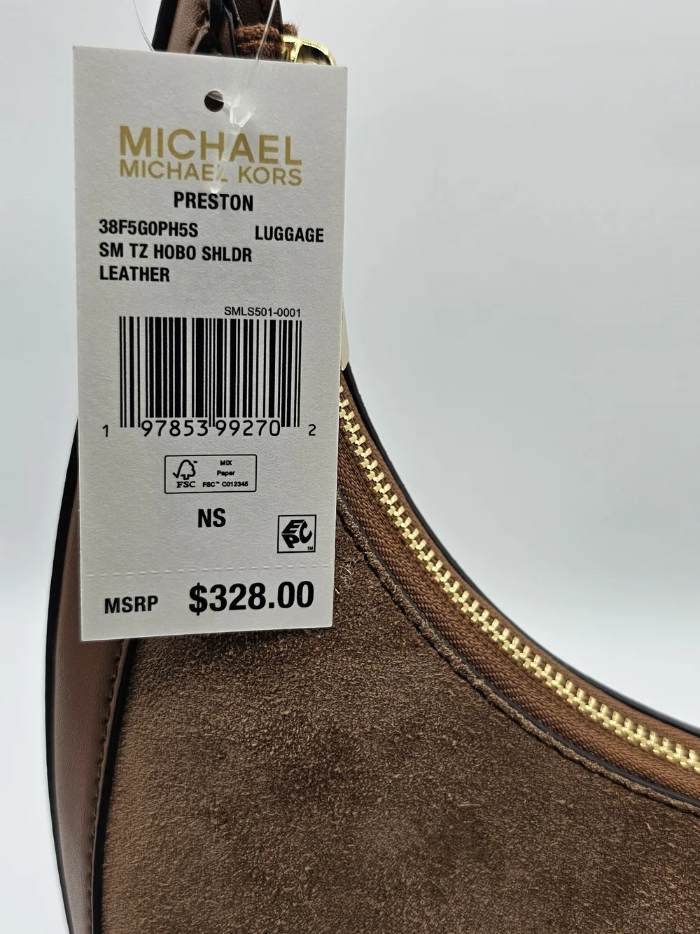 Michael Kors Preston Small Brown Suede Leather Hobo Shoulder Bag NWT